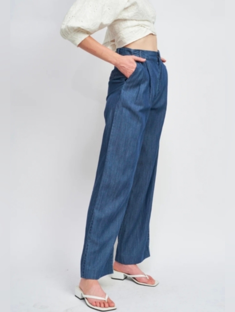 En Saison Anthropologie Denim Trousers Wide Leg And High Rise